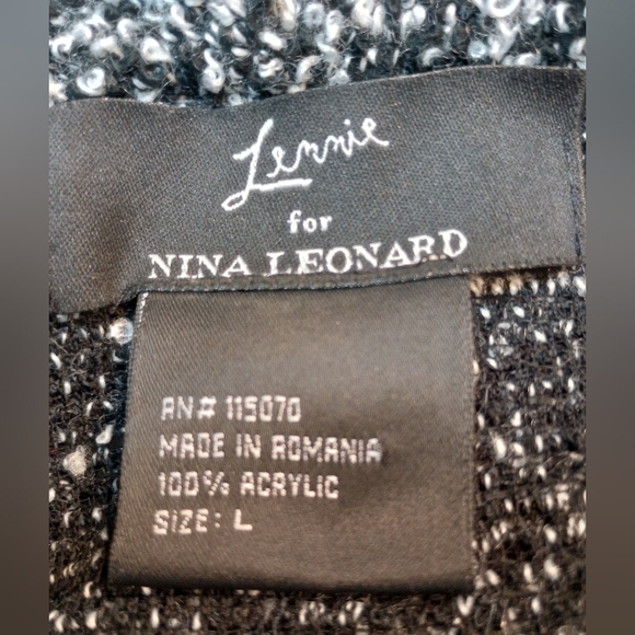 Lennie for Nina Leonard B&W Pebbled Knit Open Cardigan - Picture 4 of 4